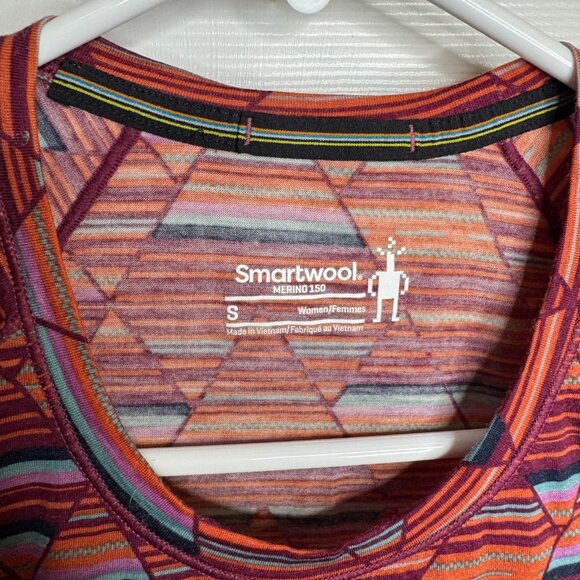 Smartwool geometric print Short Sleeve Tee Merino Wool Baselayer size Small - Picture 3 of 5